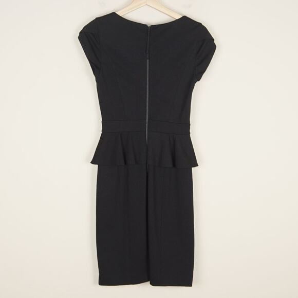 Rebecca Taylor Ponte Peplum Sheath Black Dress Womens Sz 2 - Picture 3 of 6